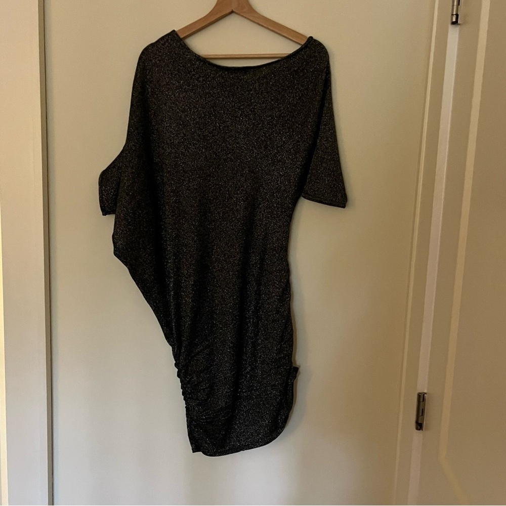 silver metallic shimmery asymmetrical dress - Picture 4 of 7